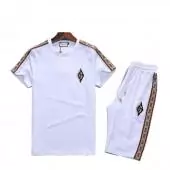 2020 tee shirt gucci homme Tracksuit manche courte broderie g blanc